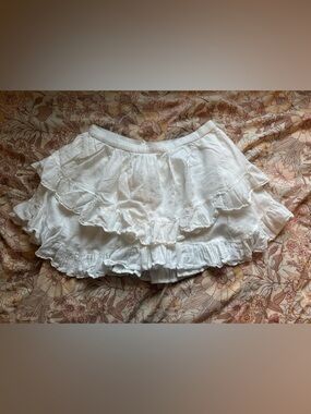aerie White Ruffle Tiered Skort